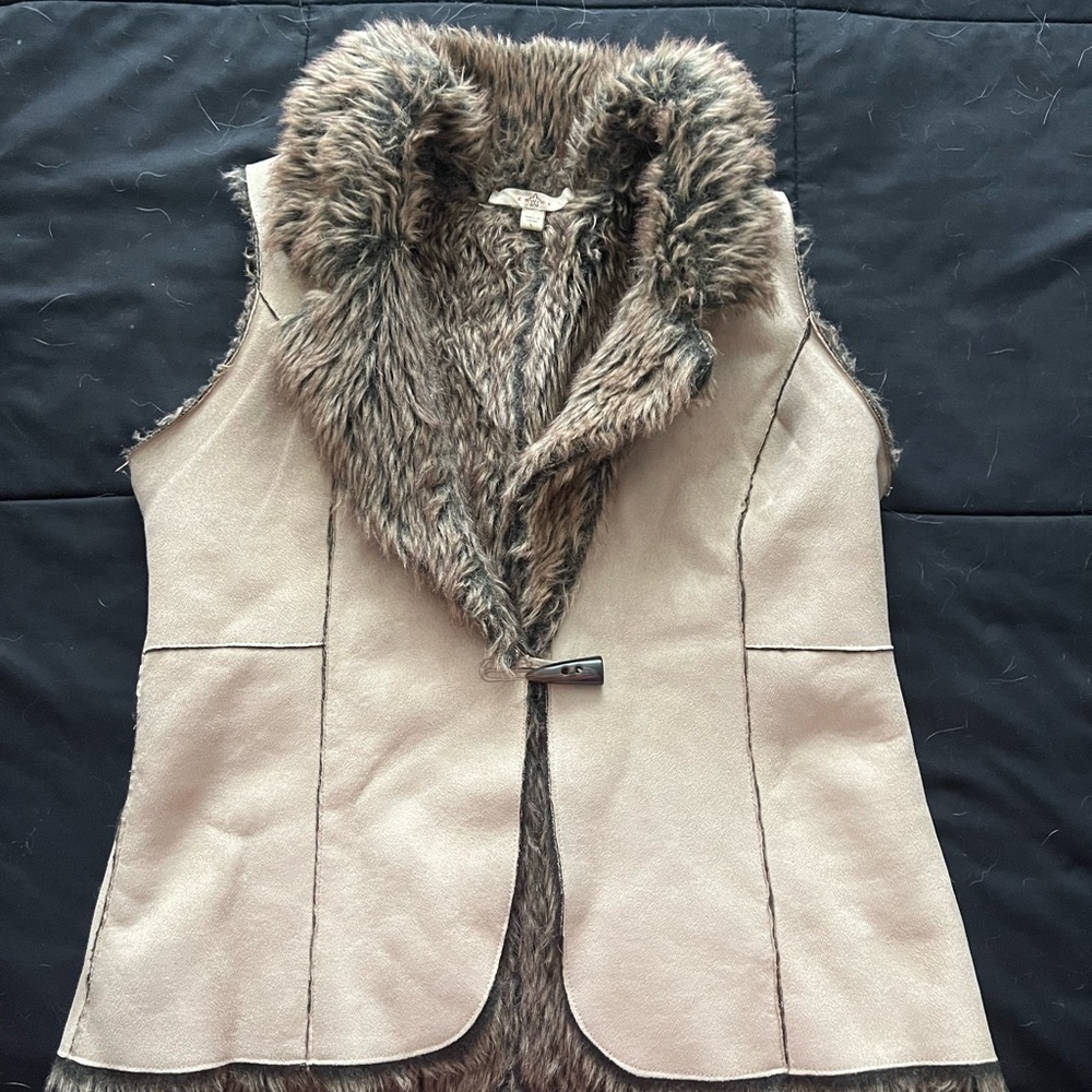 Vintage Faux Fur Lined Suede Vest